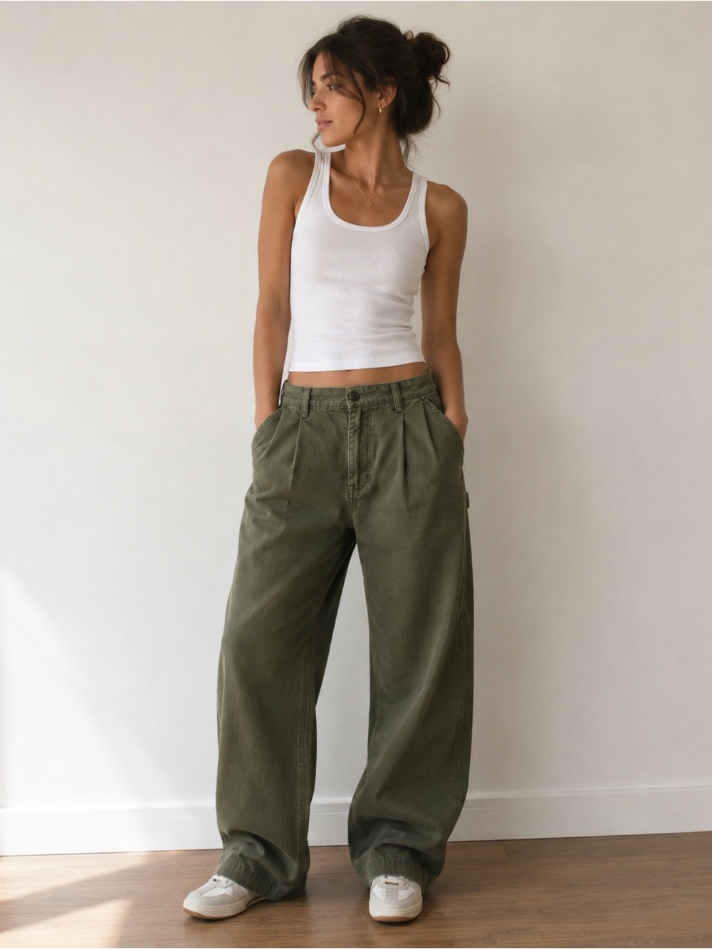 Free People Olive Chino Pants straight leg size 6 (5)